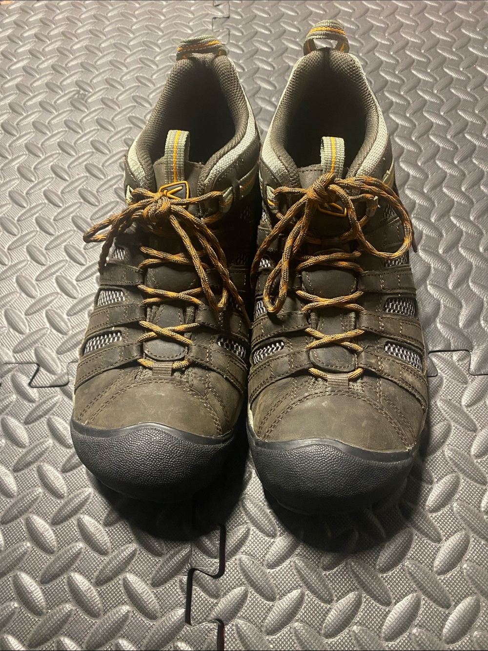 keen flint low mens size 13 shoes brown leather steel toe work sneakers